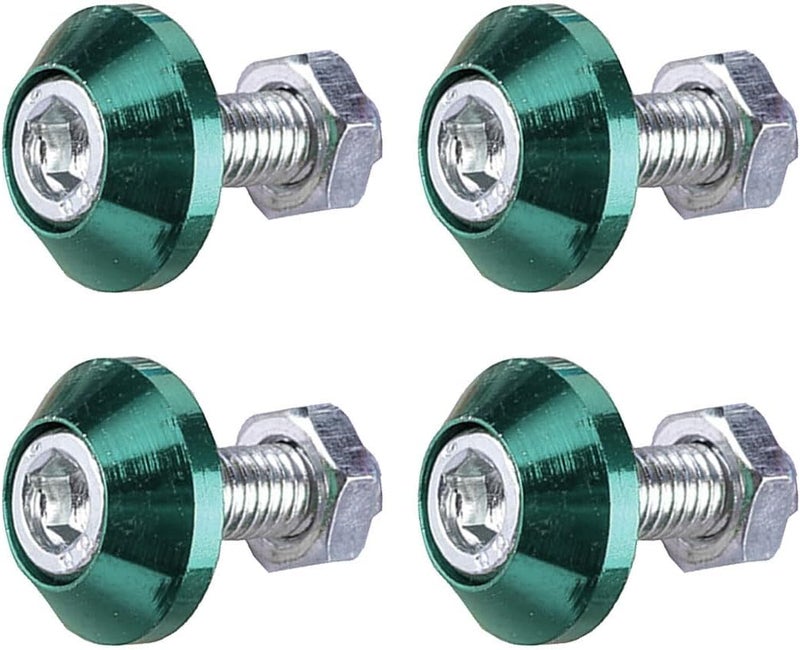 LHDOS 4PCS Motorcycle License Plate Bolts, Aluminum Alloy Car Tag License Plate Screw Decorative Kit, License Plate Frame Fastener Accessories for Most Motorcycles, Cars, Trucks (Green) - Image 1